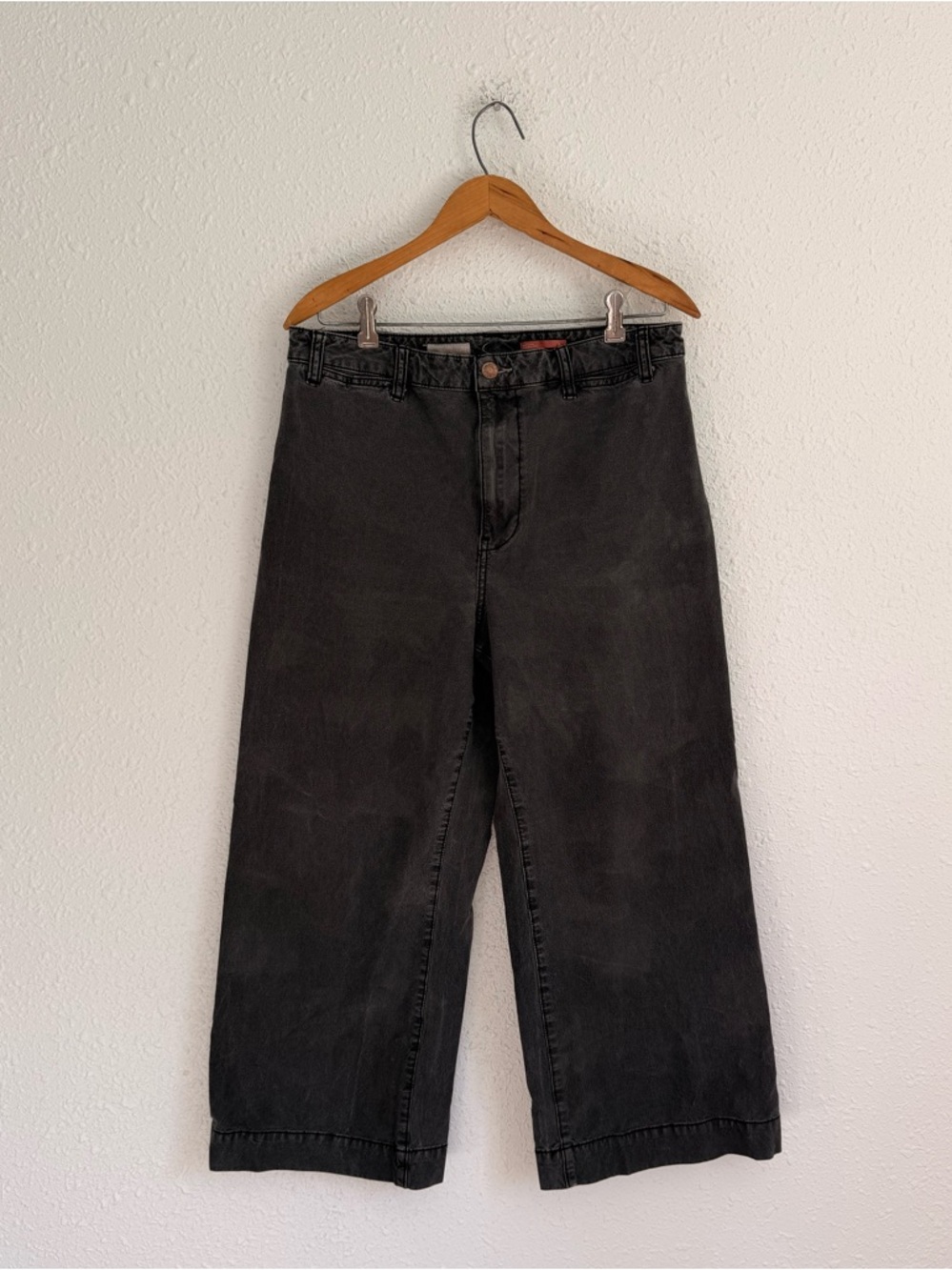 Pilcro black canvas wide leg crop pants jeans Womens 31 Anthropologie
